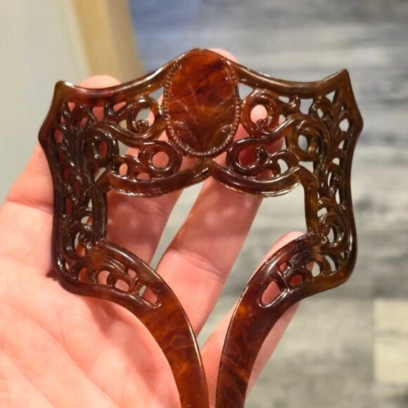 Antique Celluloid Hair Comb Faux Tortoiseshell  Victorian Revival Hair Accessory main image 12